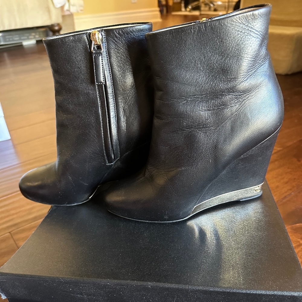 Chanel Lambskin Wedge Booties